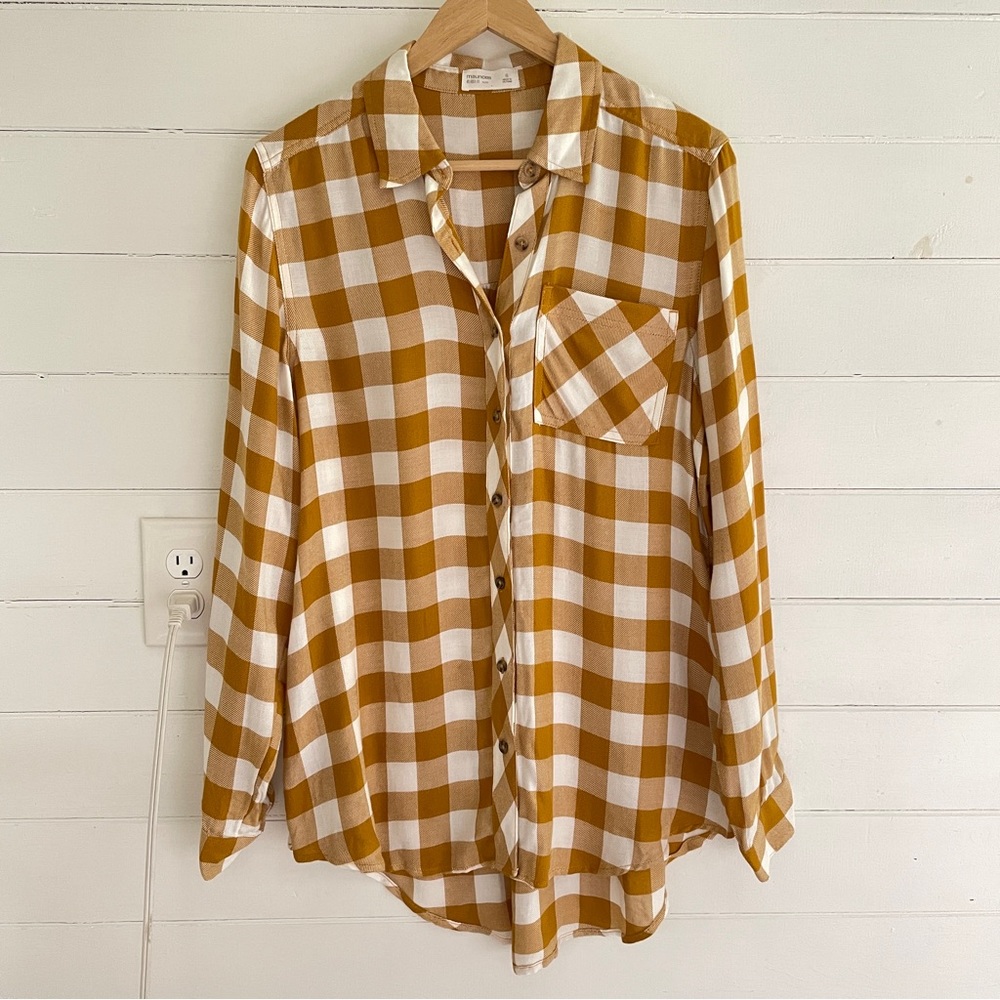 Maurice’s Relaxed Fit Tunic Top Yellow Plaid